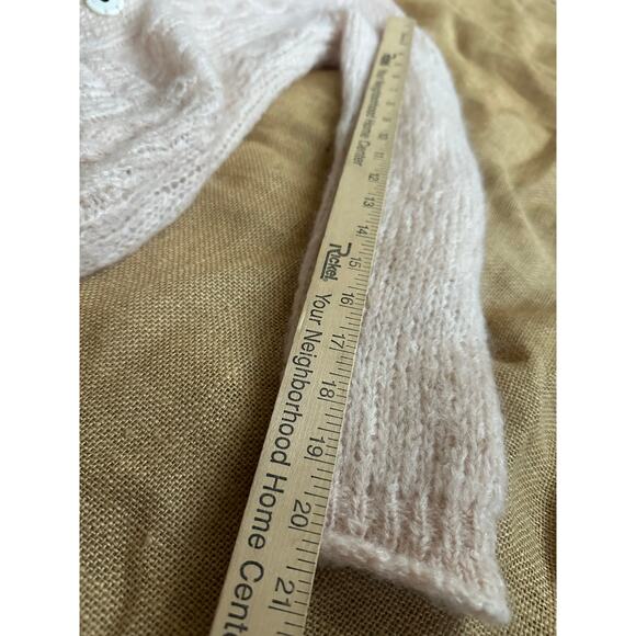 Anthropologie HWR mohair wool cardigan shawl blush lined fuzzy sz s - Picture 7 of 16